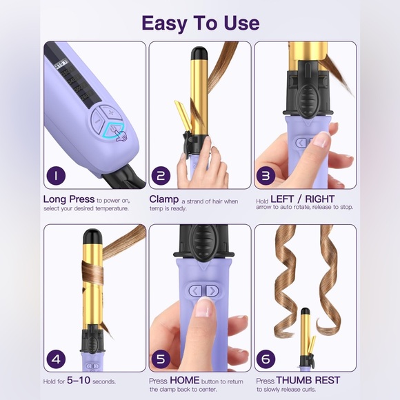 NEW Zavarea Rea Auto-Rota Rotating Curling Iron 1 1/4 Inch Upgraded Technology - Picture 3 of 4